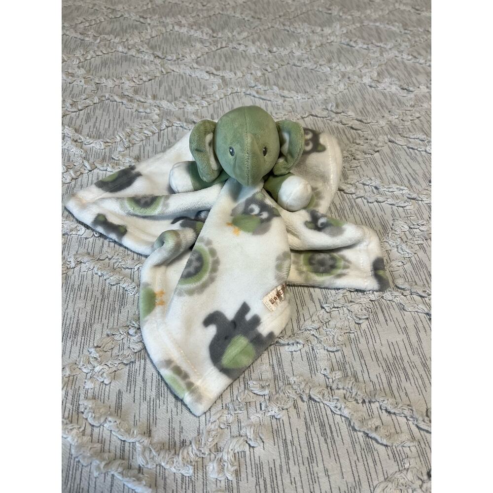Blankets & Beyond Green Gray Lovey Elephant Plush Baby Security Blanket Nursery